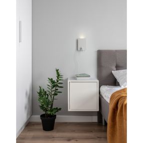 Nova Luce Zen - applique murale avec interrupteur et chargeur USB - 14 x 7,5 x 20 cm - 5W + 3W LED incl. - blanc sable