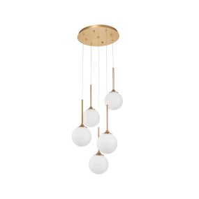 Nova Luce Cantona - lampe suspendue - Ø 35 x 180 cm - laiton doré et blanc
