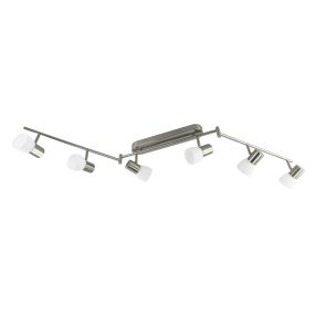 Energetic Lighting Toronto 6 - plafonnier - 150,4 x 7,5 x 22,9 cm - 6 x 4,7W LED incl. - nickel brossé, blanc