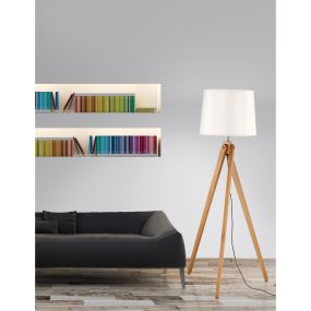 Nova Luce Alma - lampadaire - 165 cm - blanc et brun