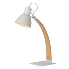 Lucide Curf - lampe de bureau - 20 x 40 x 54 cm - blanc, bois