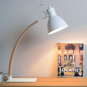 Lucide Curf - lampe de bureau - 20 x 40 x 54 cm - blanc, bois