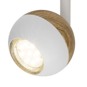 Brilliant Scan - spot en saillie - 27,5 x 8 x 12,5 cm - 2 x 3W LED incl. - blanc et bois clair