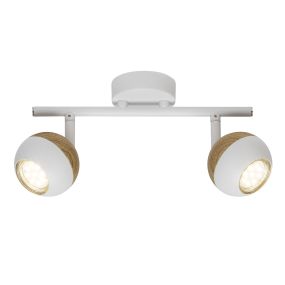 Brilliant Scan - spot en saillie - 27,5 x 8 x 12,5 cm - 2 x 3W LED incl. - blanc et bois clair