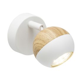 Brilliant Scan - spot en saillie - 10 x 8 x 11 cm - 3W LED incl - blanc et bois clair