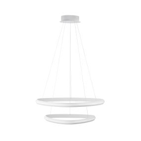 Nova Luce Aries - lampe suspendue - Ø 59 x 120 cm - 48W LED dimmable incl. - blanc sable