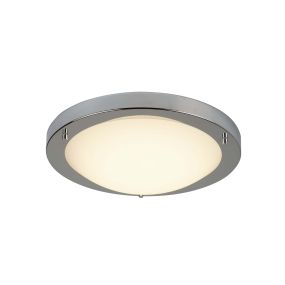 Searchlight LED Flush - plafonnier de salle de bains - Ø 31 x 8 cm - 12W LED incl. - IP44 - argent satiné et blanc