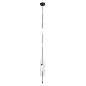 Maxlight Mauri - lampe suspendue - Ø 12,5 x 180 cm - noir et verre transparent