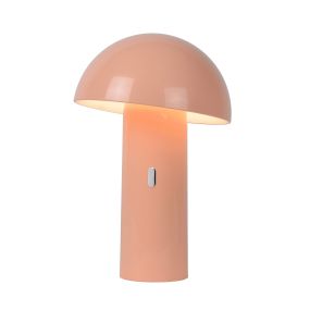 Lucide Fungo - lampe de table rechargeable - Ø 16,5 x 25,5 cm - 3 niveaux de gradation - 7,5W LED incl. - rose