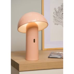 Lucide Fungo - lampe de table rechargeable - Ø 16,5 x 25,5 cm - 3 niveaux de gradation - 7,5W LED incl. - rose