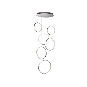 Searchlight Rings - lampe suspendue - Ø 46 x 180 cm - 56W LED incl. - chrome