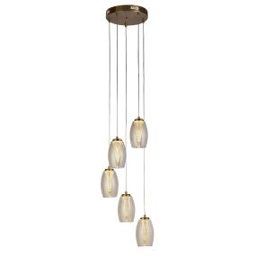 Searchlight Cyclone - lampe suspendue - Ø 35 x 150 cm - 27W LED dimmable incl - bronze et champagne