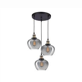 Nova Luce Cedro - lampe suspendue 3L - Ø 35 x 130 cm - verre fumé