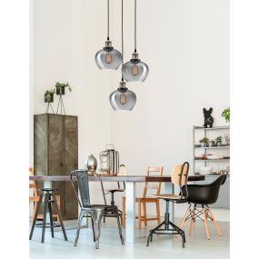 Nova Luce Cedro - lampe suspendue 3L - Ø 35 x 130 cm - verre fumé