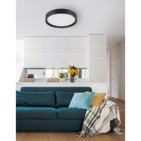 Nova Luce Luton - plafonnier - Ø 55 x 8,5 cm - 47W LED incl. - noir sable et blanc mat