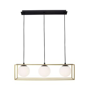 Nova Luce Juliet - lampe suspendue - 70 x 18 x 120 cm - laiton et blanc