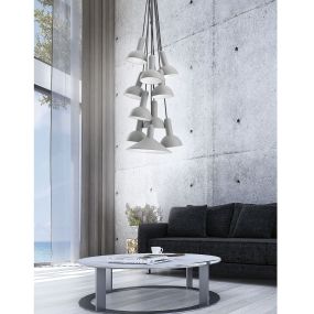 Nova Luce Ferrara - lampe suspendue - Ø 55 x 180 cm - gris clair