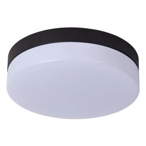 Lucide Biskit - plafonnier avec détecteur de mouvement - Ø 23 x 6,5 cm - 12W LED incl. - IP44 - noir