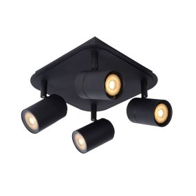 Lucide Lennert - spot en saillie - 22 x 22 x 12,5 cm - 4 x 5W LED dimmable incl. - IP44 - noir