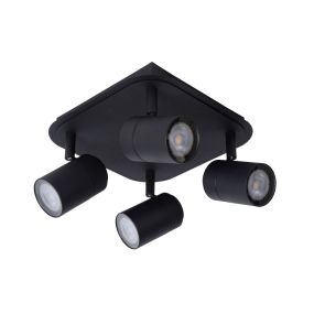 Lucide Lennert - spot en saillie - 22 x 22 x 12,5 cm - 4 x 5W LED dimmable incl. - IP44 - noir