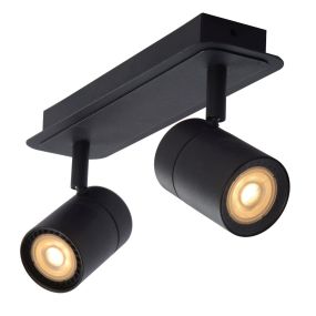 Lucide Lennert - spot en saillie 2L - 28 x 7 x 12,5 cm - 2 x 5W LED dimmable incl. - IP44 - noir