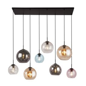 Searchlight Mardi Gras II - lampe suspendue - 151 x 150 cm - noir mat et verre coloré