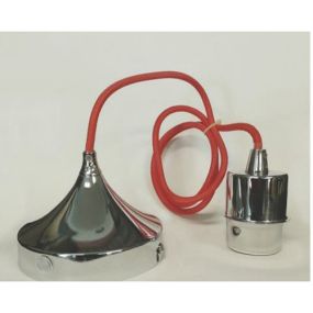 Artdelight Iron - lampe suspendue - Ø 12 x 120 cm - chrome et rouge