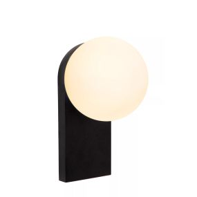 Lucide Tassa - applique murale - 14,2 x 17 x 21,8 cm - 10W dim to warm LED inclus - noir et opale