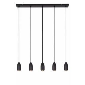 Lucide Evora 5L - lampe suspendue - 100 x 8 x 150 cm - noir