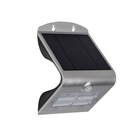 Brilliant Zeb - Applique d'extérieur avec capteur solaire - 14 x 11 x 21,3 cm - 3,2W LED incl. - IP65 - argenté