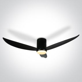 ONE Light Black Body - ventilateur de plafond avec lumière et télécommande - Ø 132 x 27 cm - 22W LED inclus - noir