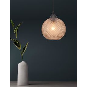 Nova Luce Porto - lampe suspendue - Ø 18 x 140 cm - verre ocre