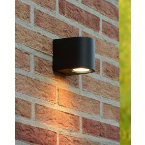 Lucide Zora Round 1 - applique murale extérieure - 6,5 x 9 x 8 cm - 5W LED dimmable incl - IP44 - noir