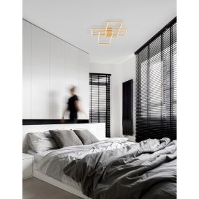 Nova Luce Bilbao - plafonnier - 90 x 67 x 9 cm - 55W LED dimmable incl. - or