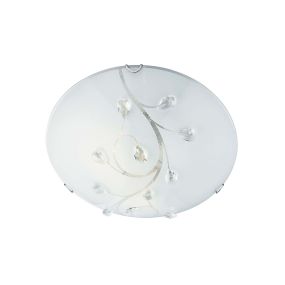 Searchlight Flush - plafonnier - Ø 40 x 12 cm - blanc et chrome