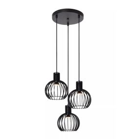 Lucide Mikaela - lampe suspendue - Ø 32 x 170 cm - noir