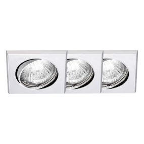 Brilliant Felix - set de 3 - spots encastrés - Ø 80mm, Ø 75mm taille d'encastrement - 3 x 50W halogène dimmable incl. - IP23 - chrome