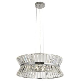 Searchlight Uptown - plafonnier suspendu - Ø 50 x 150 cm - chrome et transparent