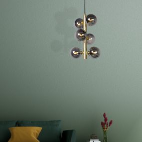 Lucide Tycho - lampe suspendue - Ø 25 x 150 cm - or mat