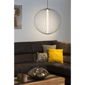 Lucide Carbony - lampe suspendue - Ø 60 x 180 cm - 10W LED incl - noir