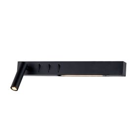 VK Lighting Bar - applique murale avec liseuse à gauche - 40 x 17 x 5 cm - 3W + 2x6W LED incl. - noir