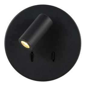 Lucide Bentjer - applique murale -Ø 14 x 10,5 cm - 6W + 3W LED incl. - noir