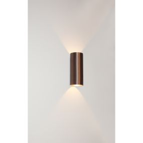 Artdelight Brody2 - applique murale - 7,2 x 7,2 x 18 cm - 2 x 4W LED dimmable incl - IP54 - bronze brossé