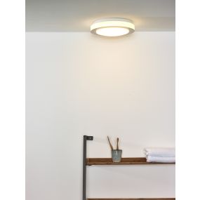 Lucide Dimy - plafonnier - Ø 28 x 8 cm - 3-step-dim 12W LED incl - IP21 - chrome mat