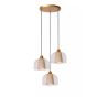 Lucide Gunhild 3L - lampe suspendue - Ø 46,5 x 186,6 cm - beige/or/transparent