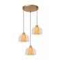 Lucide Gunhild 3L - lampe suspendue - Ø 46,5 x 186,6 cm - beige/or/transparent