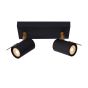 Lucide Grony - spot en saillie - 22 x 10 x 15 cm - 2 x 5W LED dimmable incl - noir