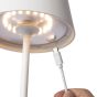 Lucide Justin - lampe de table d'extérieur rechargeable - gradateur à 3 niveaux - Ø 11 x 38 cm - 2,2W LED dimmable incl - IP54 - blanc