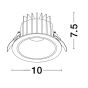 Nova Luce Brady - spot encastré - Ø 10 x 7,5 cm - Ø 90 mm encastré - 10W LED incl. - IP67- blanc