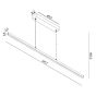 Lucide Sigma - lampe suspendue - 147,7 x 2 x 150 cm - 33W LED dimmable incl - chrome mat